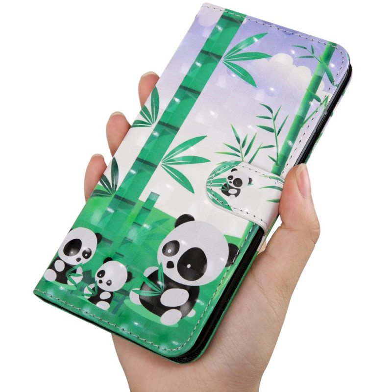 Flip Case Oppo A54 5G / A74 5G Panda Kaulanauhalla