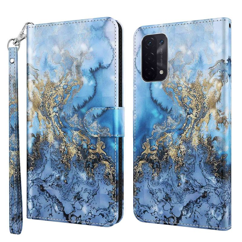 Flip Case Oppo A54 5G / A74 5G Suojaketju Kuori Hihna Art