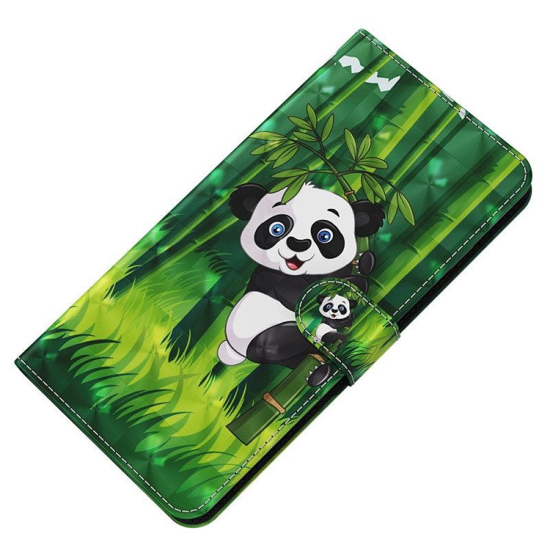 Kotelot Oppo A54 5G / A74 5G Suojaketju Kuori Panda Ja Bambu Kaulanauhalla