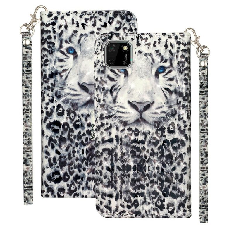 Flip Case Huawei Y5p Suojaketju Kuori Tiger Light Strap Kohdevalot