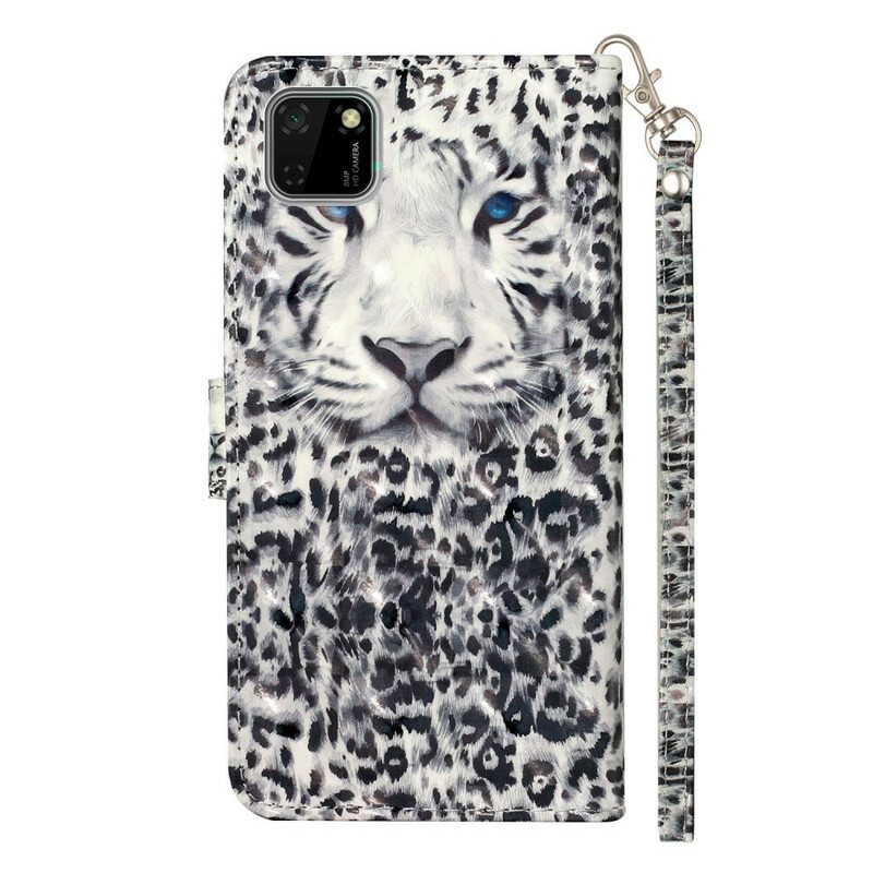 Flip Case Huawei Y5p Suojaketju Kuori Tiger Light Strap Kohdevalot