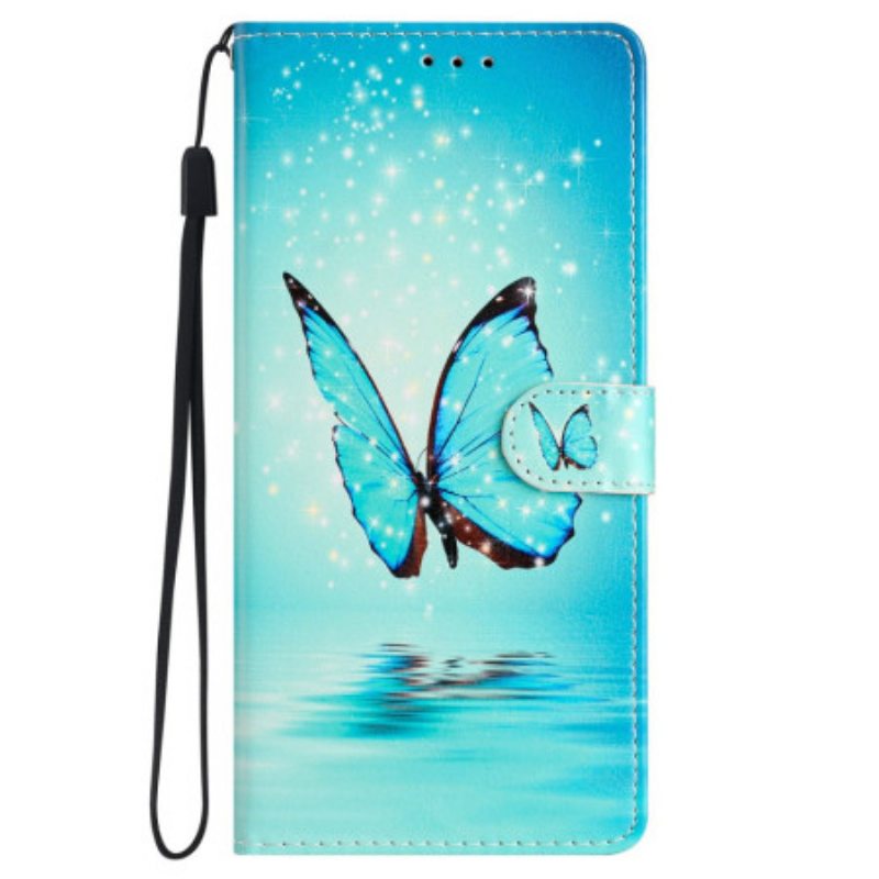 Kotelot Samsung Galaxy S24 Plus 5g Blue Butterfly Lanyard Flightissa