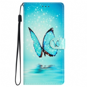 Kotelot Samsung Galaxy S24 Plus 5g Blue Butterfly Lanyard Flightissa