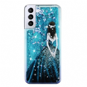 Kuori Samsung Galaxy S24 Plus 5g Blue Girl Glitter Liquid Suojakuori