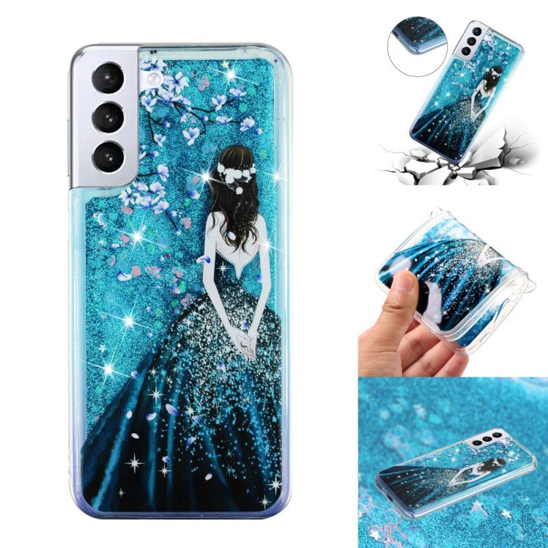 Kuori Samsung Galaxy S24 Plus 5g Blue Girl Glitter Liquid Suojakuori