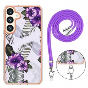 Kuori Samsung Galaxy S24 Plus 5g Purple Flowers Johto Suojakuori