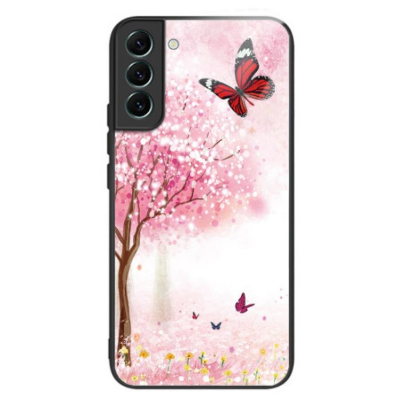 Kuori Samsung Galaxy S24 Plus 5g Tempered Glass Cherry Blossoms