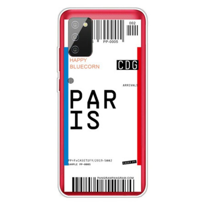 Case Samsung Galaxy A02s Boarding Pass Pariisiin