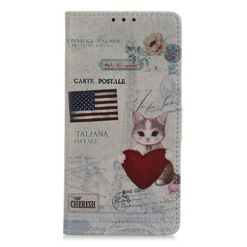 Flip Case Samsung Galaxy A02s Traveller Cat