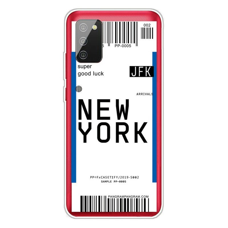 Kuori Samsung Galaxy A02s Boarding Pass New Yorkiin