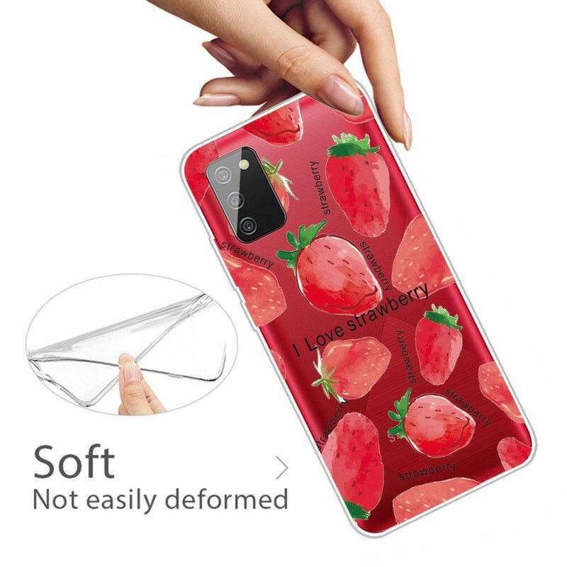 Kuori Samsung Galaxy A02s Mansikat / I Love Strawberry