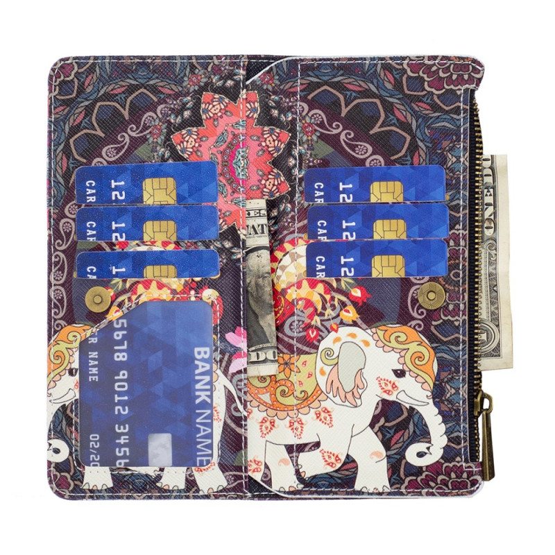 Nahkakotelo Xiaomi Redmi Note 13 Pro 4g Tribal Elephant -lompakko Hihnalla