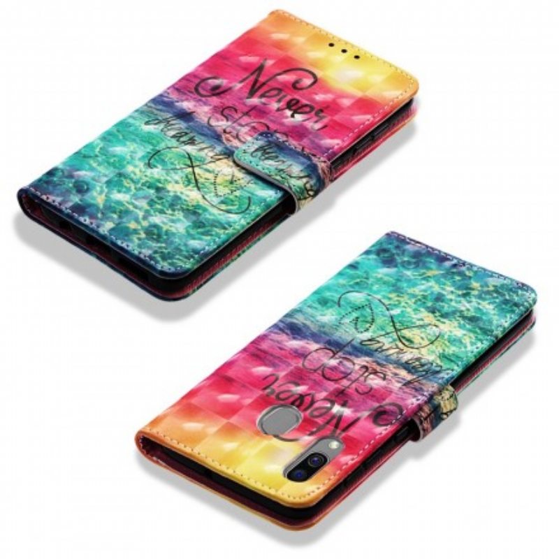 Flip Case Samsung Galaxy A40 Älä Koskaan Lopeta Unelmoimista