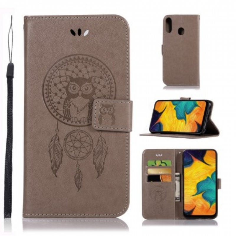 Kotelot Samsung Galaxy A40 Nahkaefekti Dream Catcher Owl