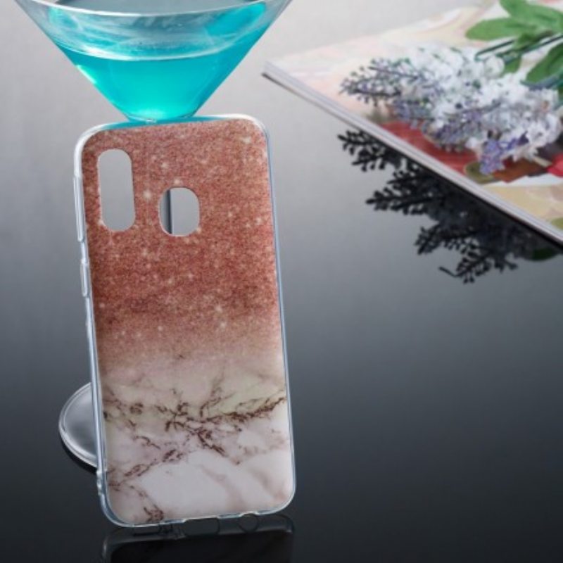 Kuori Samsung Galaxy A40 Glitter Marble