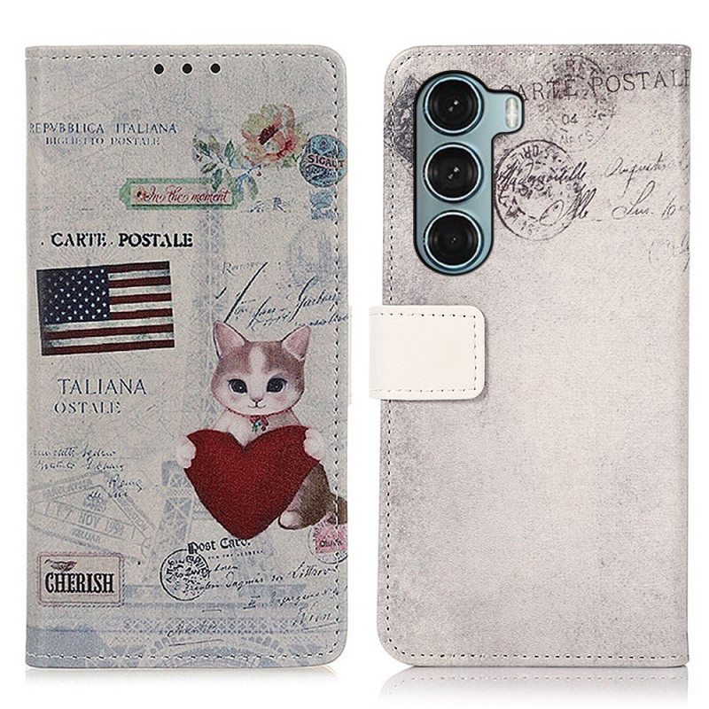 Kotelot Moto G200 5G Traveller Cat