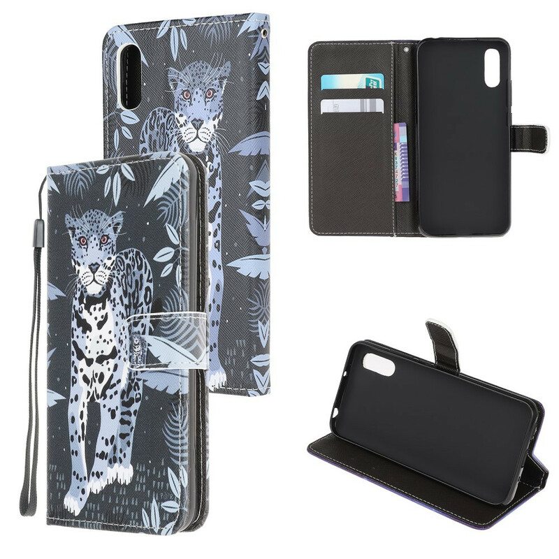 Flip Case Xiaomi Redmi 9A Suojaketju Kuori Strappy Leopard