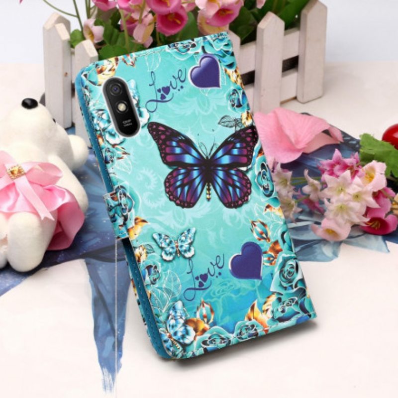 Kotelot Xiaomi Redmi 9A Suojaketju Kuori Love Butterflies Strappy