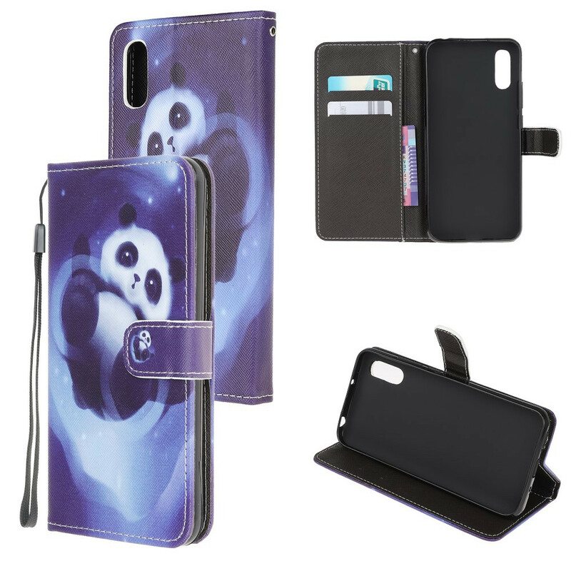 Kotelot Xiaomi Redmi 9A Suojaketju Kuori Panda Space Kaulanauhalla