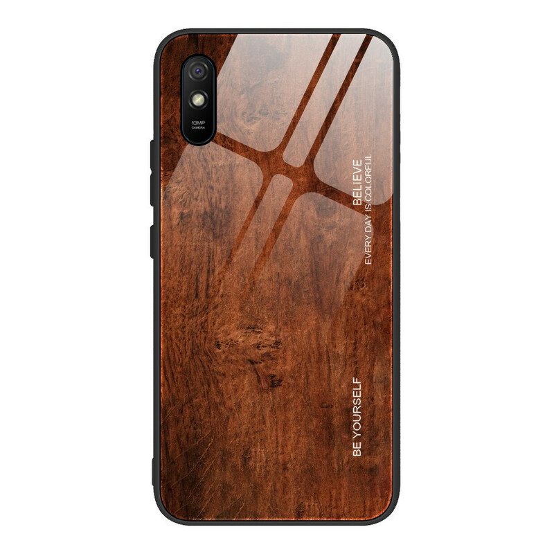 Kuori Xiaomi Redmi 9A Wood Design Karkaistu Lasi