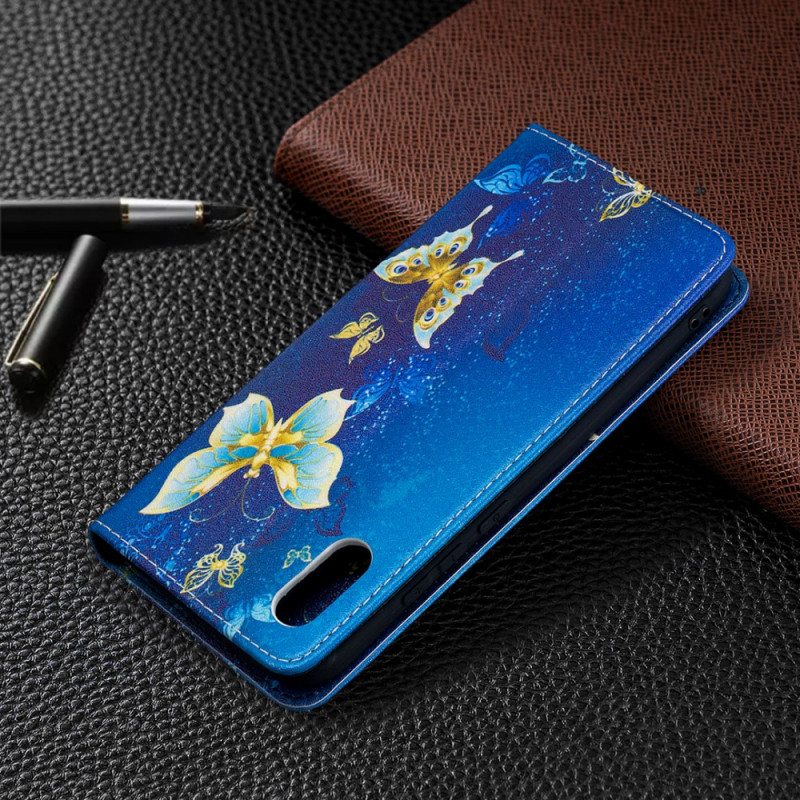 Puhelinkuoret Xiaomi Redmi 9A Kotelot Flip Sinisiä Perhosia