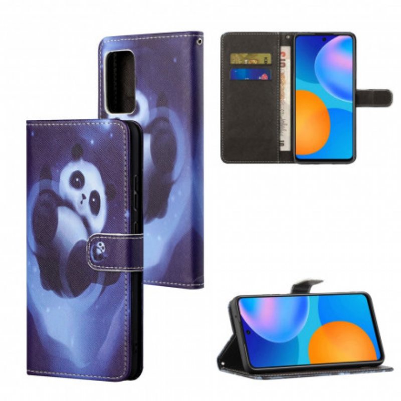 Flip Case Xiaomi Redmi Note 10 Pro Suojaketju Kuori Panda Space Kaulanauhalla