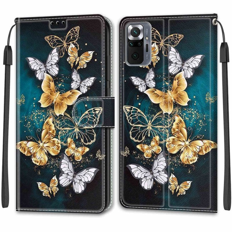 Kotelot Xiaomi Redmi Note 10 Pro Suojaketju Kuori Strap Butterflies Fan