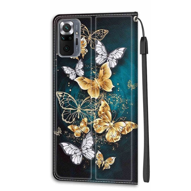 Kotelot Xiaomi Redmi Note 10 Pro Suojaketju Kuori Strap Butterflies Fan