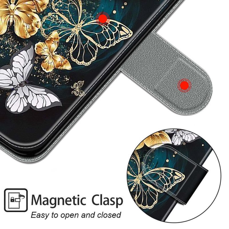 Kotelot Xiaomi Redmi Note 10 Pro Suojaketju Kuori Strap Butterflies Fan