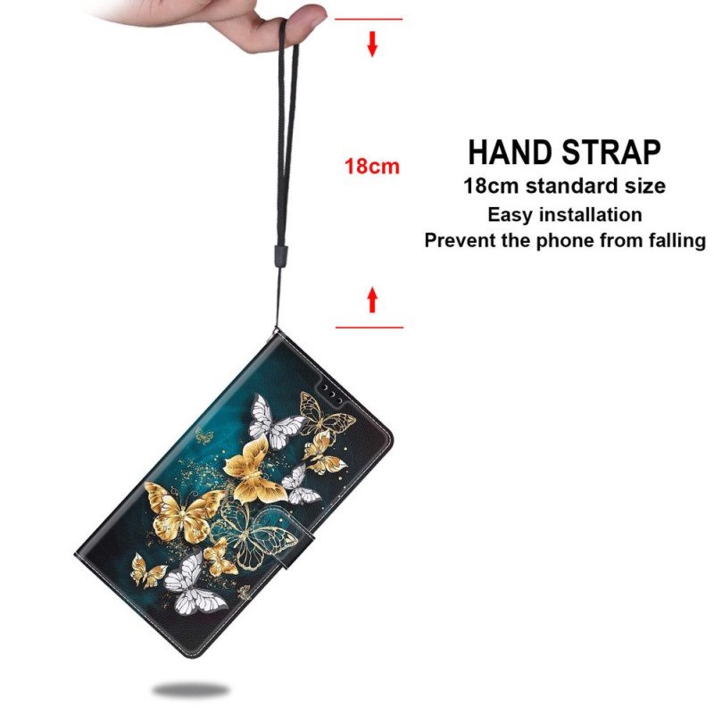 Kotelot Xiaomi Redmi Note 10 Pro Suojaketju Kuori Strap Butterflies Fan