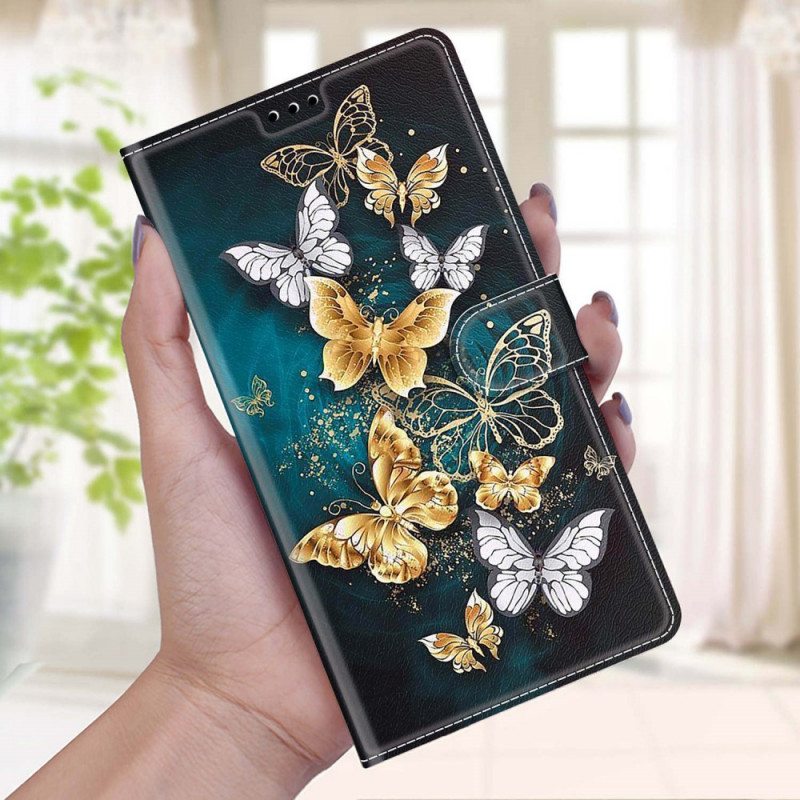 Kotelot Xiaomi Redmi Note 10 Pro Suojaketju Kuori Strap Butterflies Fan