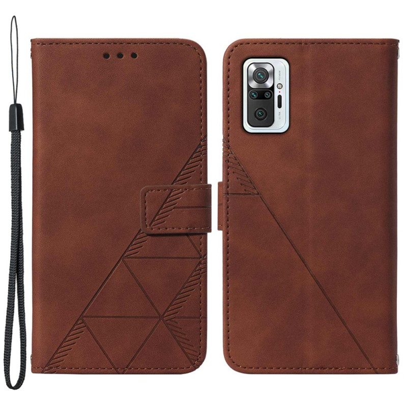 Kotelot Xiaomi Redmi Note 10 Pro Suojaketju Kuori Strappy Geometric Leather Style