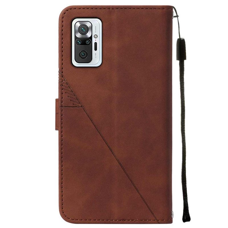 Kotelot Xiaomi Redmi Note 10 Pro Suojaketju Kuori Strappy Geometric Leather Style