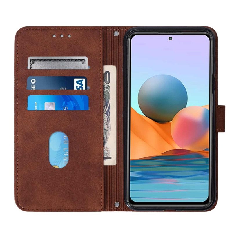 Kotelot Xiaomi Redmi Note 10 Pro Suojaketju Kuori Strappy Geometric Leather Style