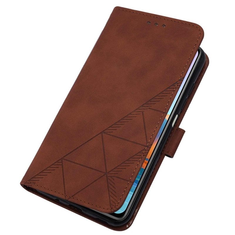 Kotelot Xiaomi Redmi Note 10 Pro Suojaketju Kuori Strappy Geometric Leather Style