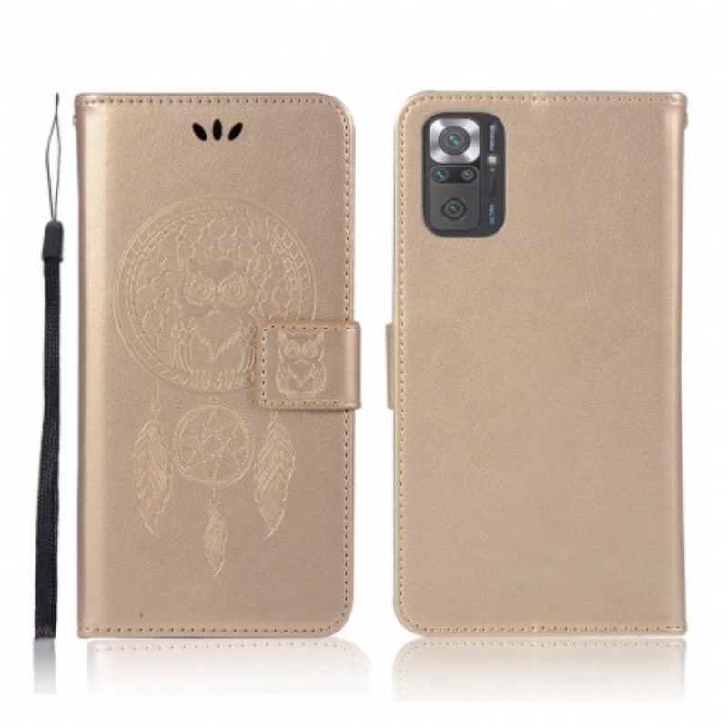 Nahkakotelo Xiaomi Redmi Note 10 Pro Nahkaefekti Dreamcatcher Owl