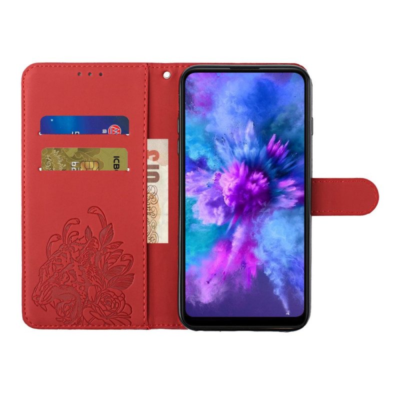 Nahkakotelo Xiaomi Redmi Note 10 Pro Suojaketju Kuori Barokki Ranneke Tiger