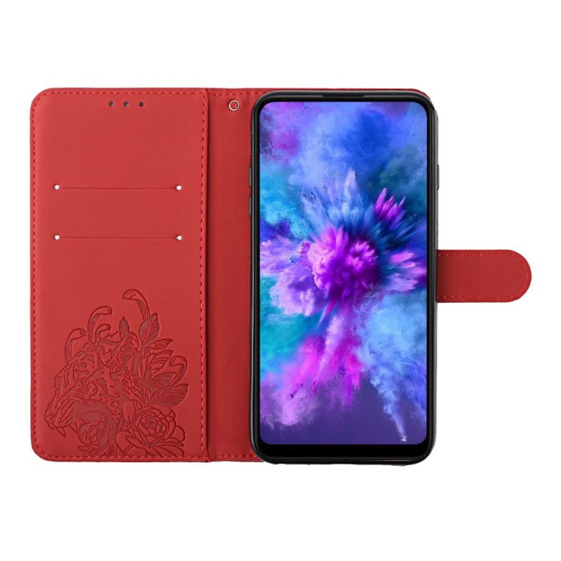 Nahkakotelo Xiaomi Redmi Note 10 Pro Suojaketju Kuori Barokki Ranneke Tiger