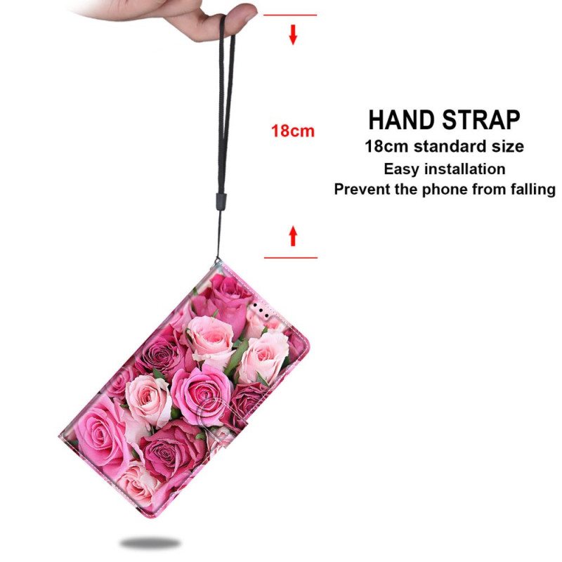 Nahkakotelo Xiaomi Redmi Note 10 Pro Suojaketju Kuori Strap Roses