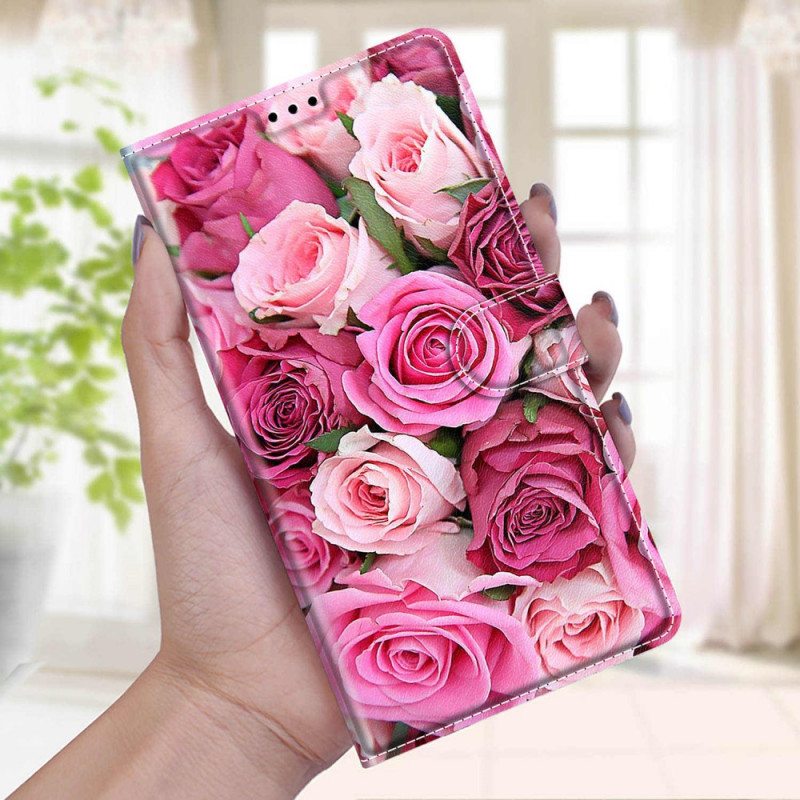 Nahkakotelo Xiaomi Redmi Note 10 Pro Suojaketju Kuori Strap Roses