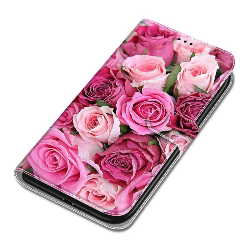 Nahkakotelo Xiaomi Redmi Note 10 Pro Suojaketju Kuori Strap Roses