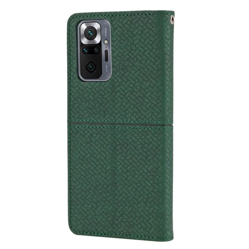 Nahkakotelo Xiaomi Redmi Note 10 Pro Suojaketju Kuori Strappy Woven Leather Style