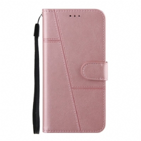 Flip Case Xiaomi Mi 11 Pro Suojaketju Kuori Strappy Geometric Leather Style