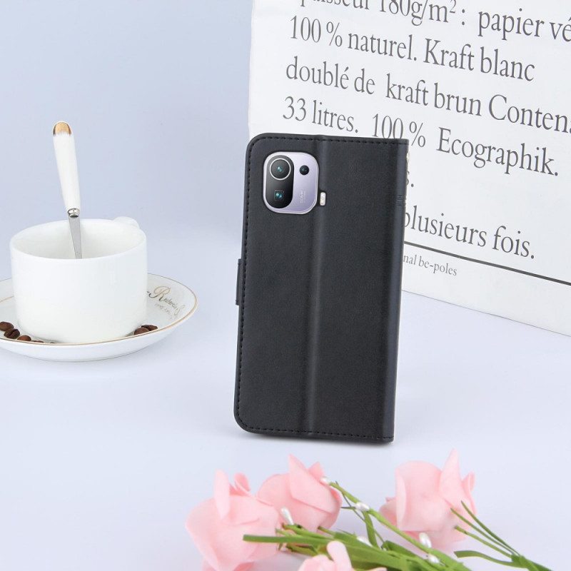 Flip Case Xiaomi Mi 11 Pro Suojaketju Kuori Strappy Geometric Leather Style