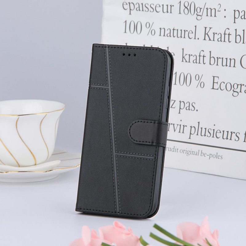 Flip Case Xiaomi Mi 11 Pro Suojaketju Kuori Strappy Geometric Leather Style