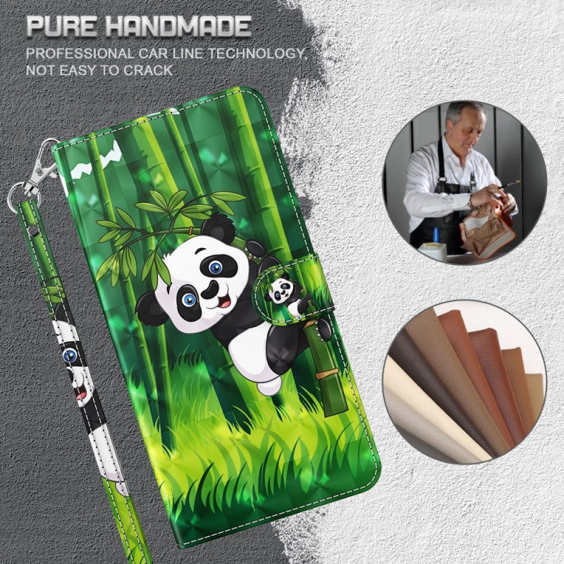 Flip Case OnePlus 10 Pro 5G Suojaketju Kuori Strappy Panda