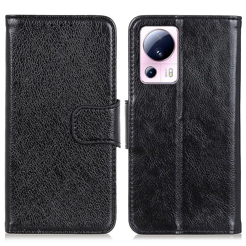 Flip Case Xiaomi 13 Lite Halkaistu Nappan Nahka