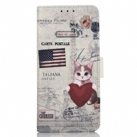 Nahkakotelo Xiaomi 13 Lite Traveller Cat