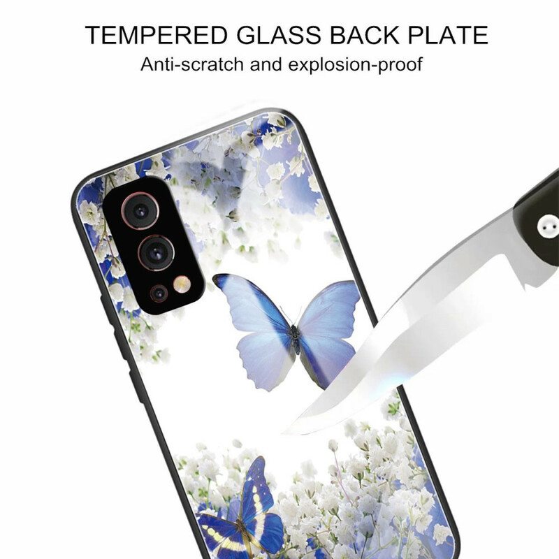 Case OnePlus Nord 2 5G Butterflies Design Karkaistu Lasi