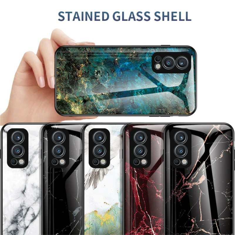 Case OnePlus Nord 2 5G Marmorivärit Karkaistu Lasi